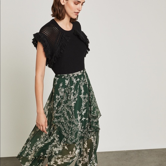 BCBGMaxAzria Sweaters - BCBGMAXAZRIA Pointelle-Sleeve Fringed Sweater